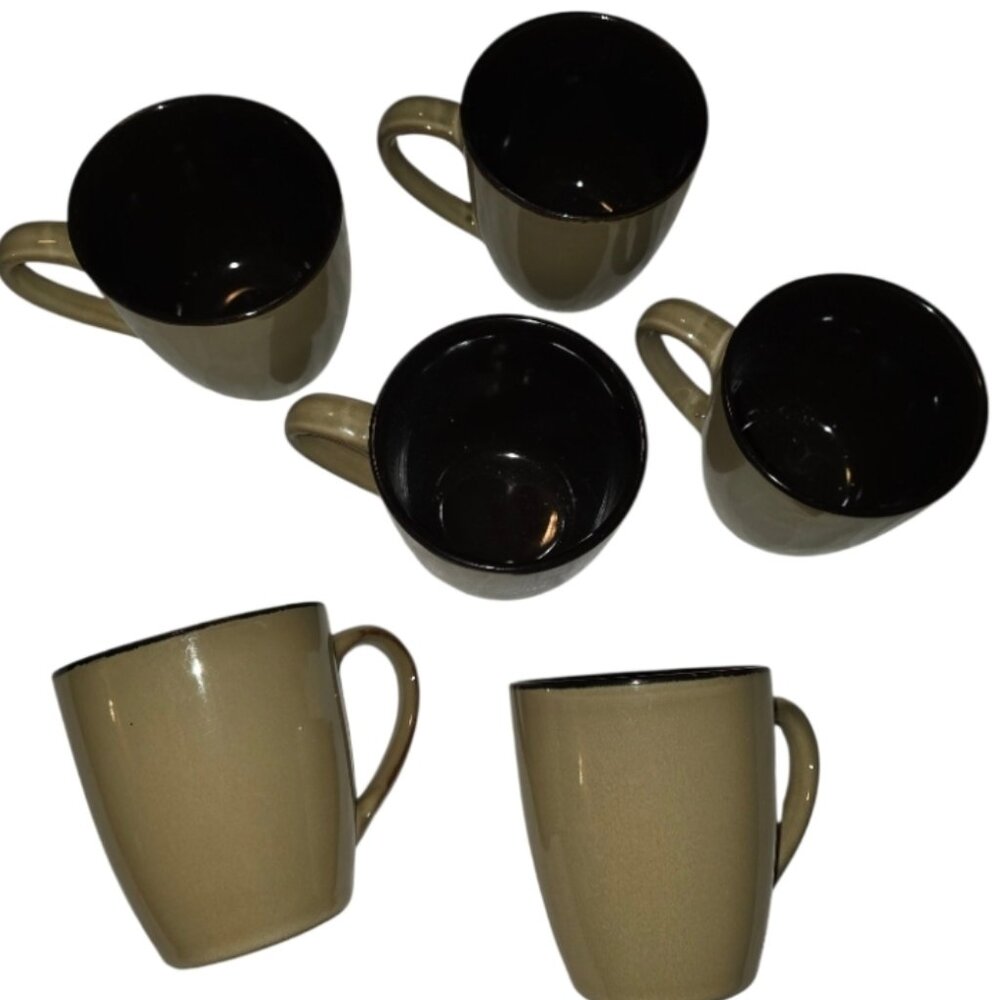 Vintage Gourmet Basics by Mikasa Horizon Red Stoneware Mugs Set of 6 Coffee Cups